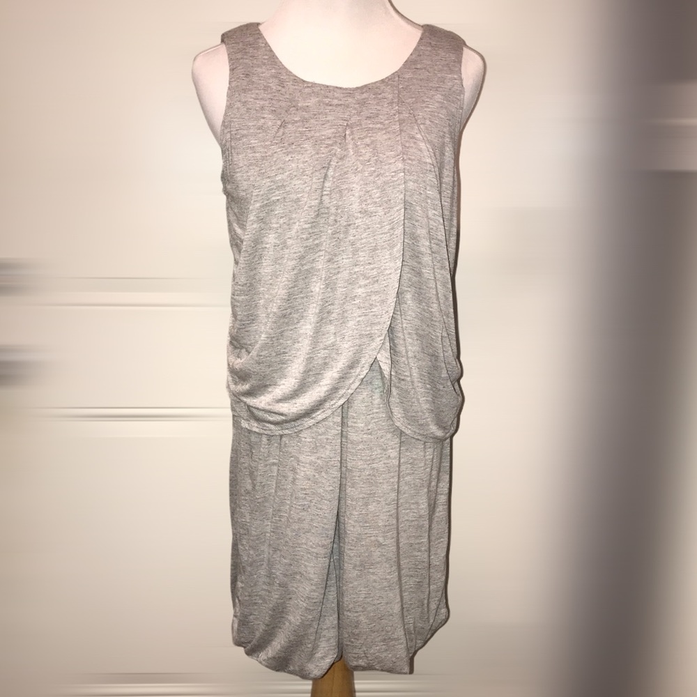 Shulami Dress Rayon Gray draped casual party NWT